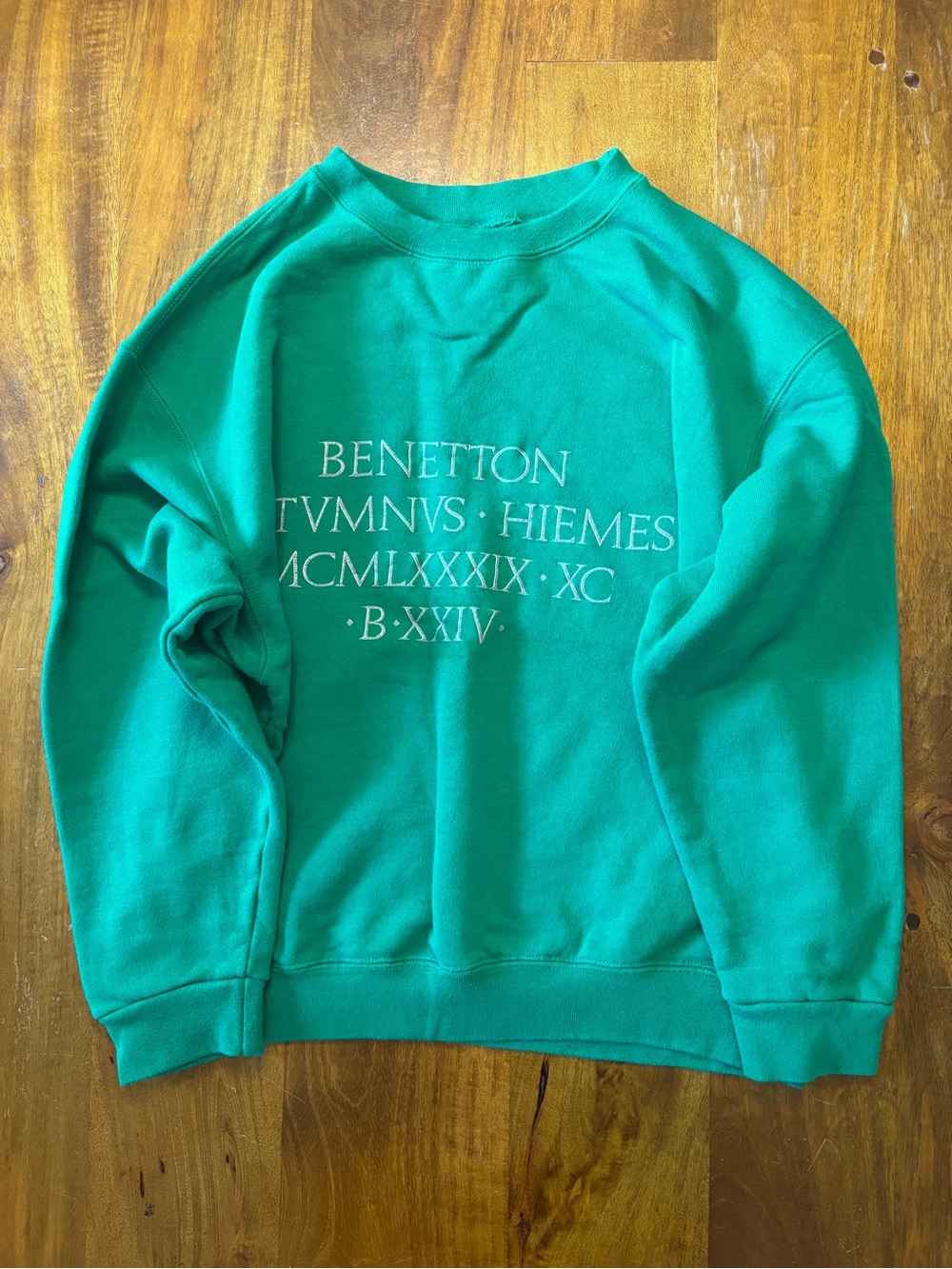 Vintage United Colors of Benetton 1989 Green Crewneck Sweatshirt - M